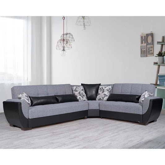 Armada Air Upholstered Convertible Sectional with Storage Grey/Black-PU Polyester
