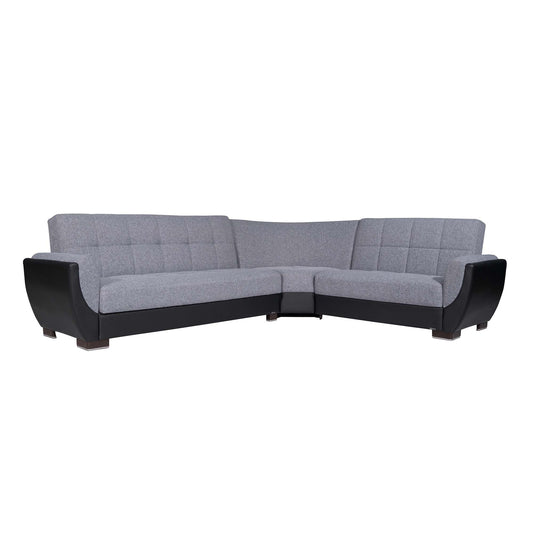 Armada Air Upholstered Convertible Sectional with Storage Grey/Black-PU Polyester