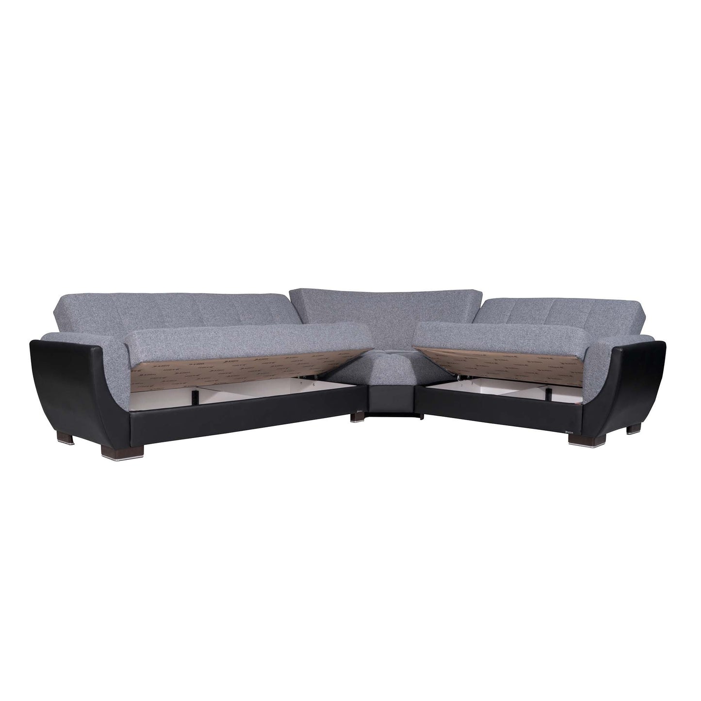 Armada Air Upholstered Convertible Sectional with Storage Grey/Black-PU Polyester