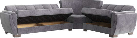 Armada Air Upholstered Convertible Sectional with Storage Grey Microfiber
