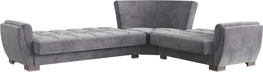 Armada Air Upholstered Convertible Sectional with Storage Grey Microfiber