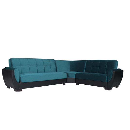 Armada Air Upholstered Convertible Sectional with Storage Turquoise/Black-PU Microfiber