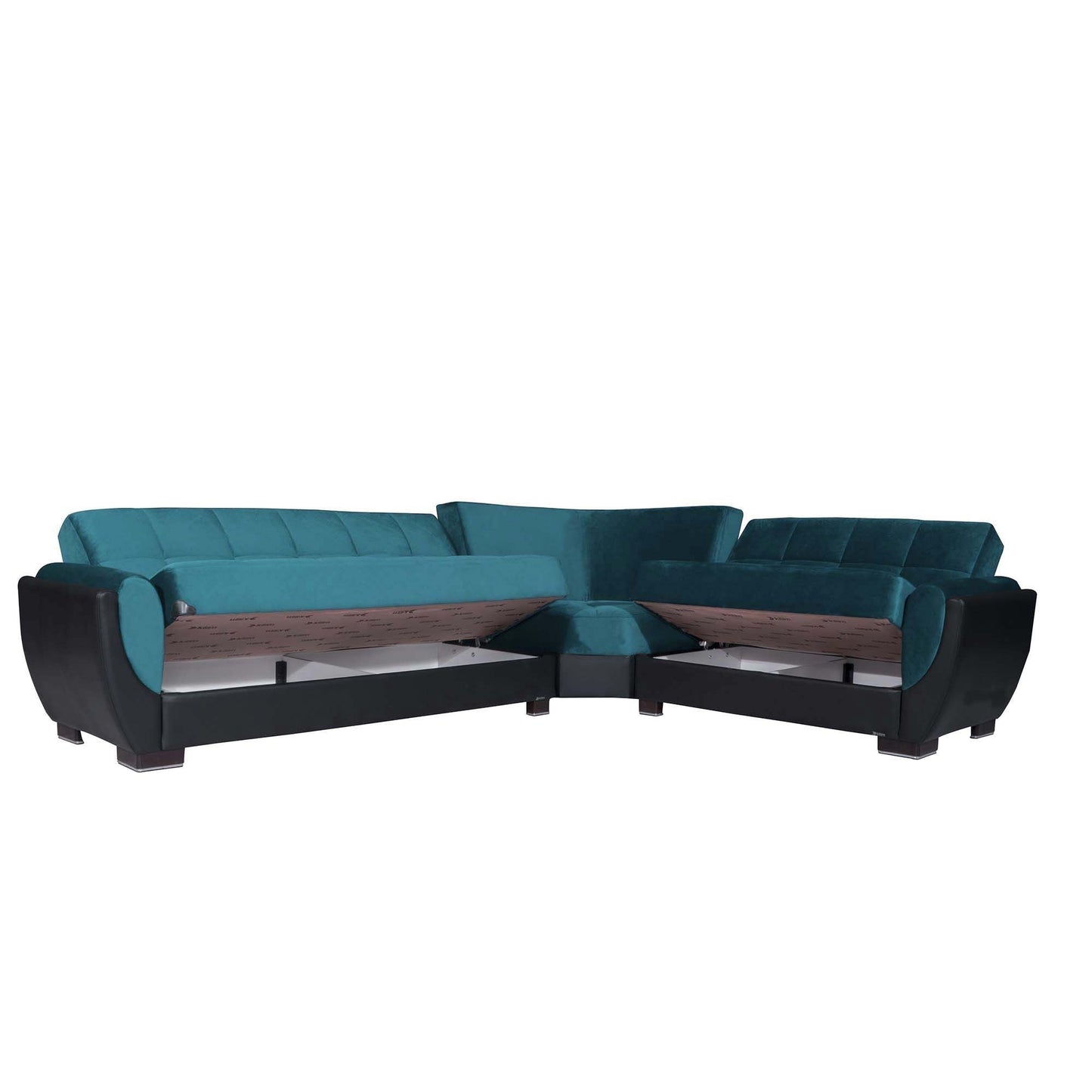 Armada Air Upholstered Convertible Sectional with Storage Turquoise/Black-PU Microfiber