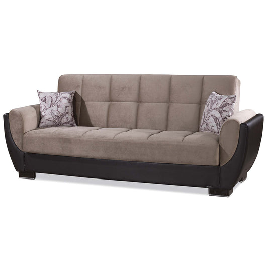 Armada Air Upholstered Convertible Sofabed with Storage Beige/Brown-PU Chenille