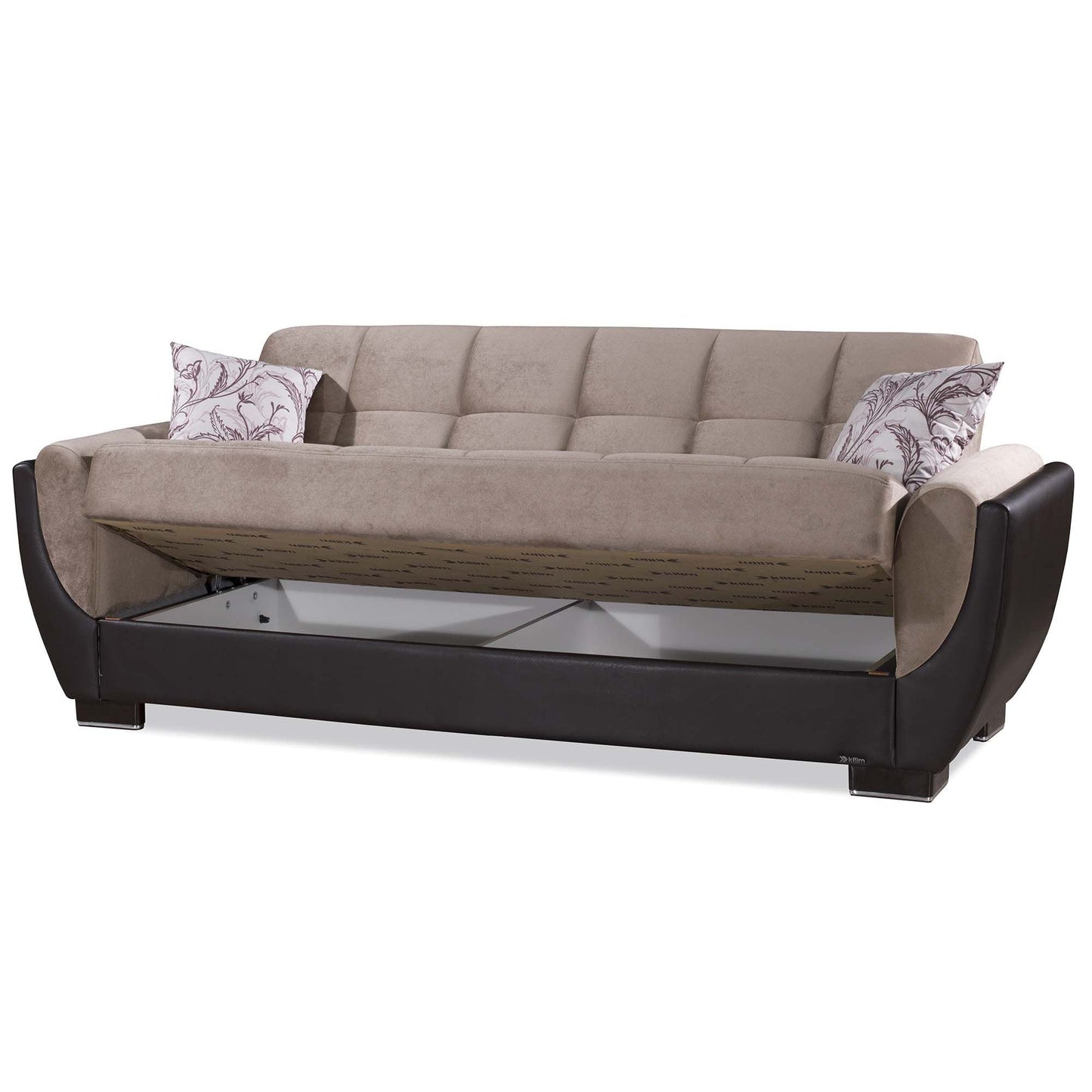 Armada Air Upholstered Convertible Sofabed with Storage Beige/Brown-PU Chenille