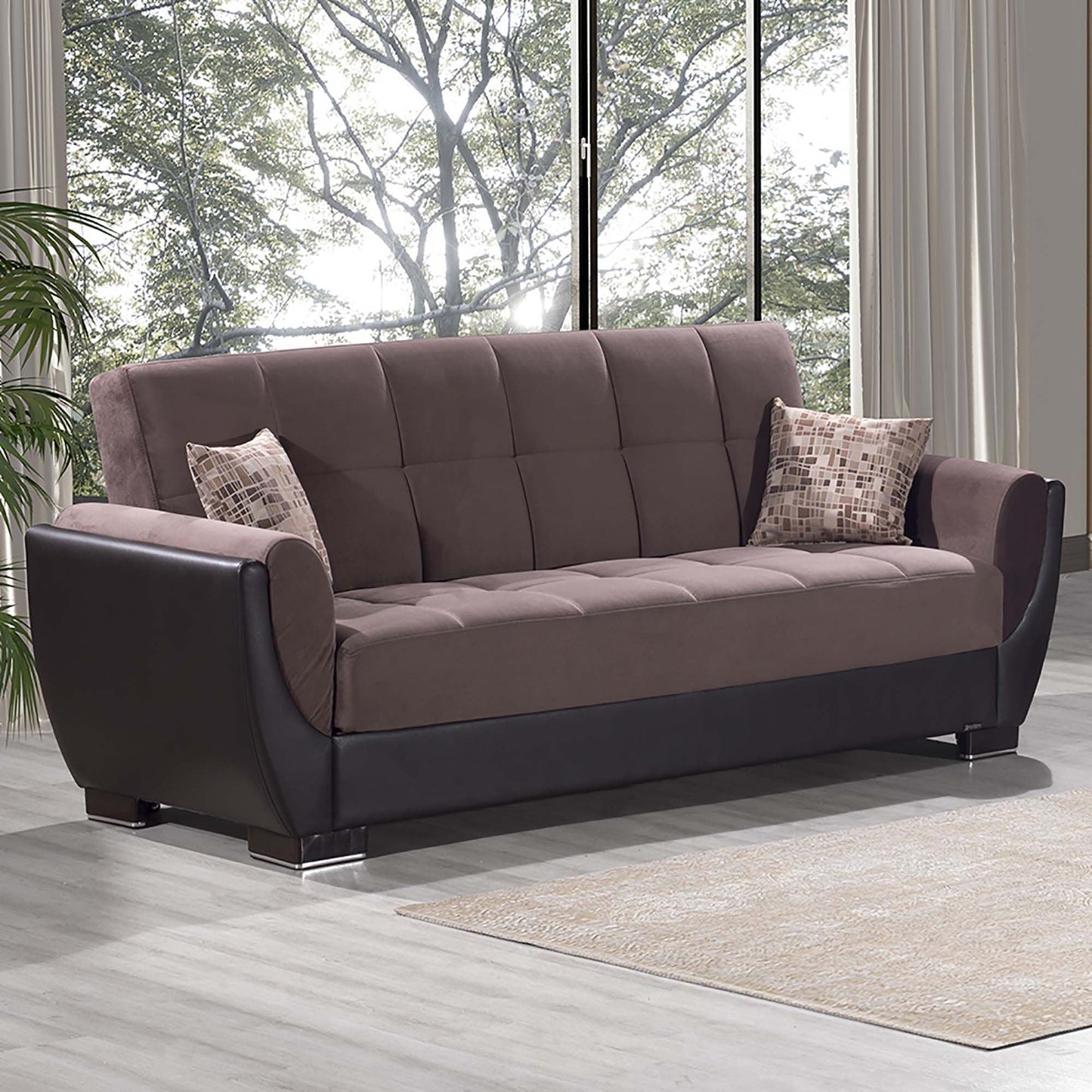 Armada Air Upholstered Convertible Sofabed with Storage Brown/Brown-PU Microfiber