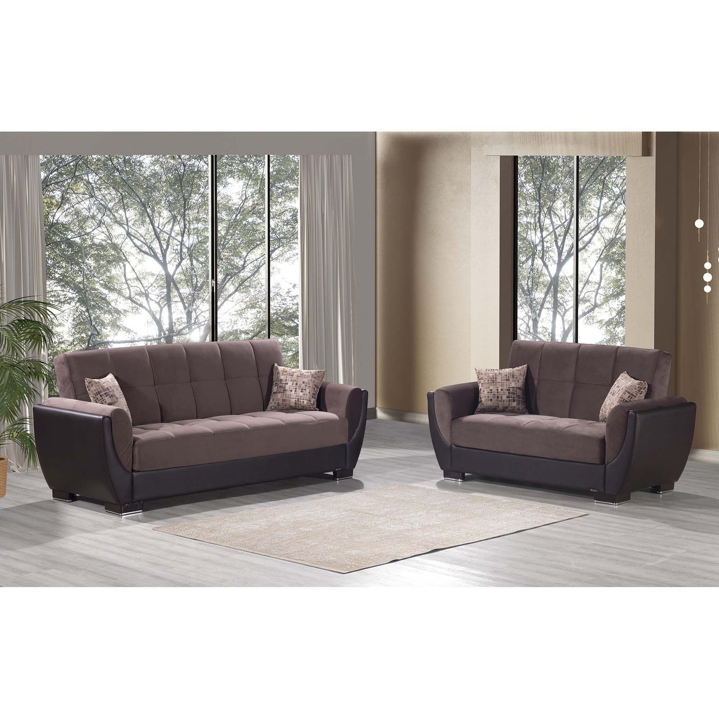 Armada Air Upholstered Convertible Sofabed with Storage Brown/Brown-PU Microfiber