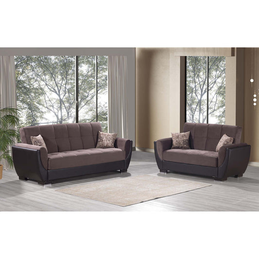 Armada Air Upholstered Convertible Sofabed with Storage Brown/Brown-PU Microfiber