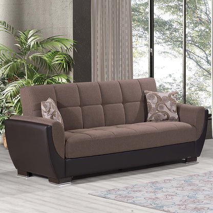 Armada Air Upholstered Convertible Sofabed with Storage Brown/Brown-PU Polyester