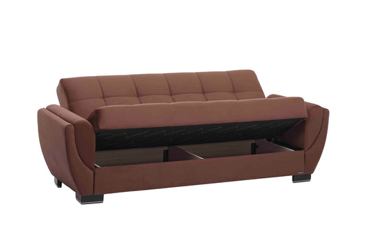 Armada Air Upholstered Convertible Sofabed with Storage Brown Microfiber