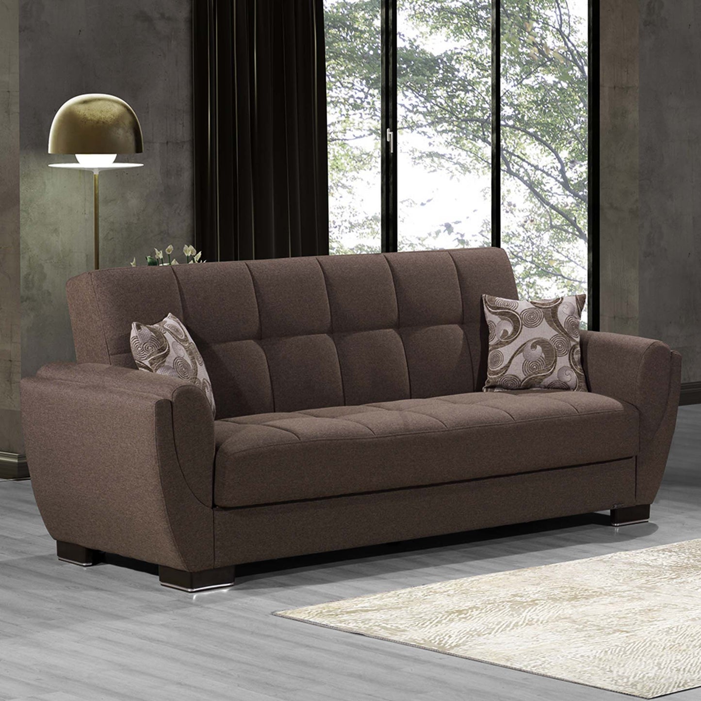 Armada Air Upholstered Convertible Sofabed with Storage Brown Polyester