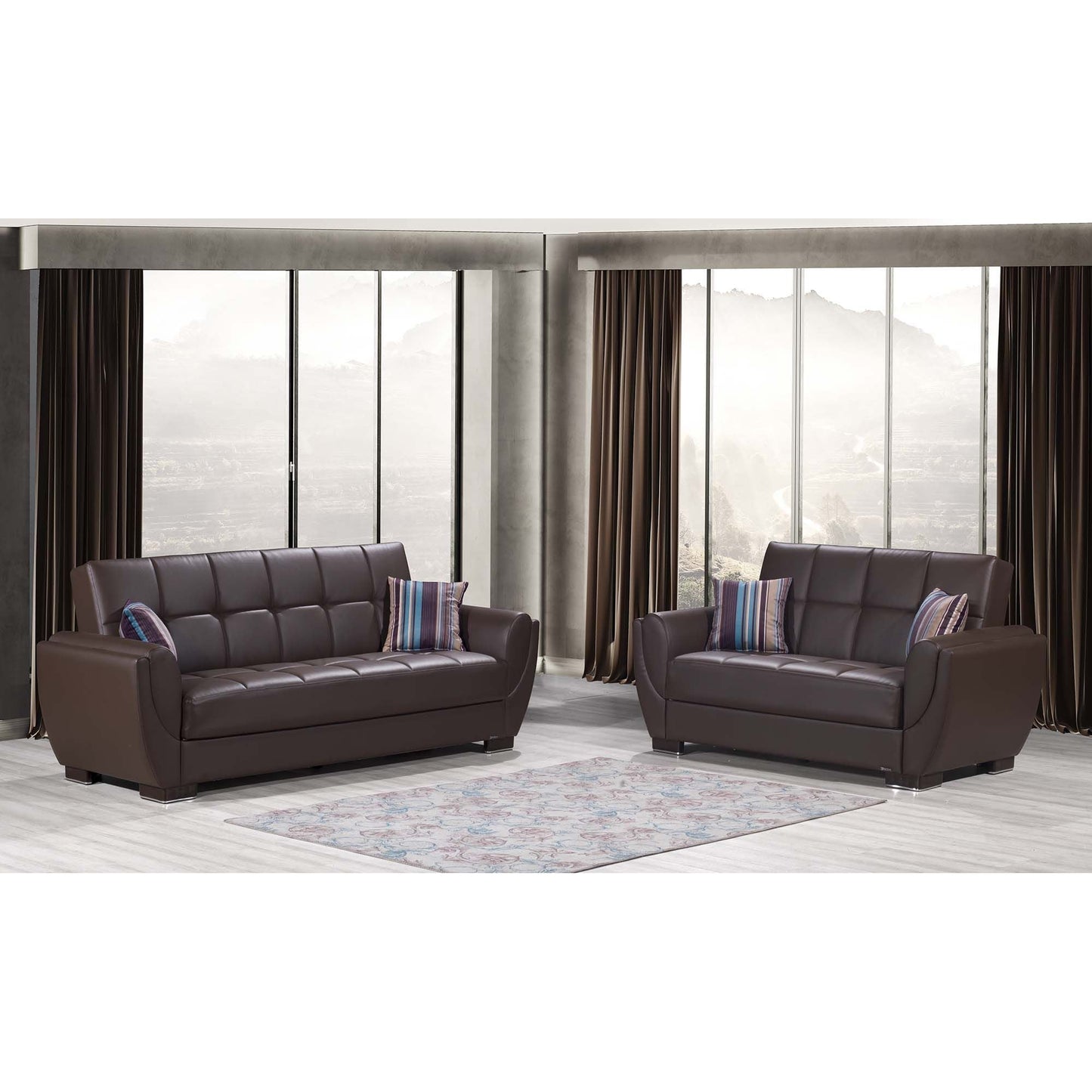 Armada Air Upholstered Convertible Sofabed with Storage Brown-PU