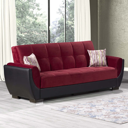 Armada Air Upholstered Convertible Sofabed with Storage Burgundy/Black-PU Microfiber