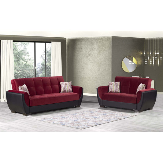 Armada Air Upholstered Convertible Sofabed with Storage Burgundy/Black-PU Microfiber