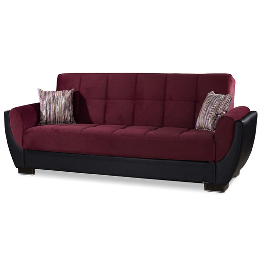 Armada Air Upholstered Convertible Sofabed with Storage Burgundy/Black-PU Microfiber