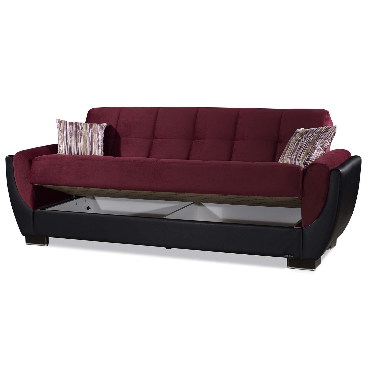 Armada Air Upholstered Convertible Sofabed with Storage Burgundy/Black-PU Microfiber