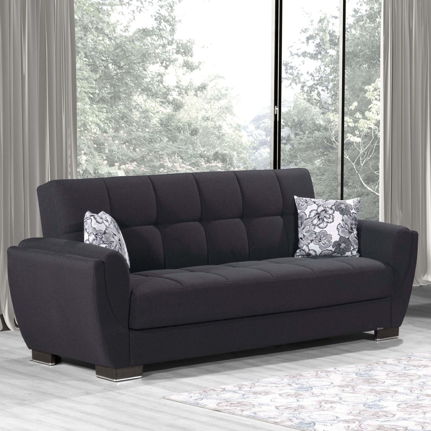 Armada Air Upholstered Convertible Sofabed with Storage Dark Blue Polyester