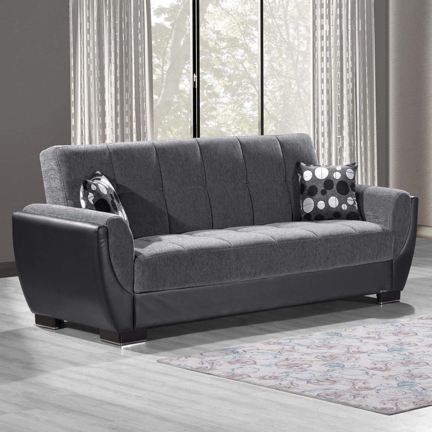 Armada Air Upholstered Convertible Sofabed with Storage Grey/Black-PU Chenille