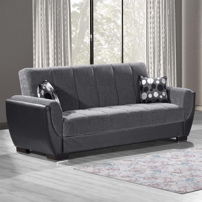 Armada Air Upholstered Convertible Sofabed with Storage Grey/Black-PU Chenille