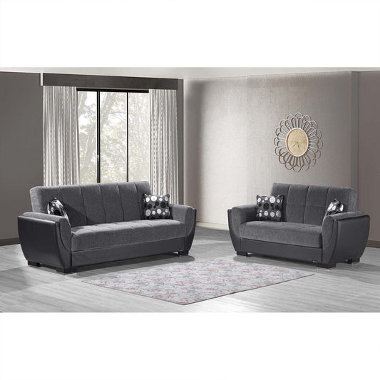 Armada Air Upholstered Convertible Sofabed with Storage Grey/Black-PU Chenille