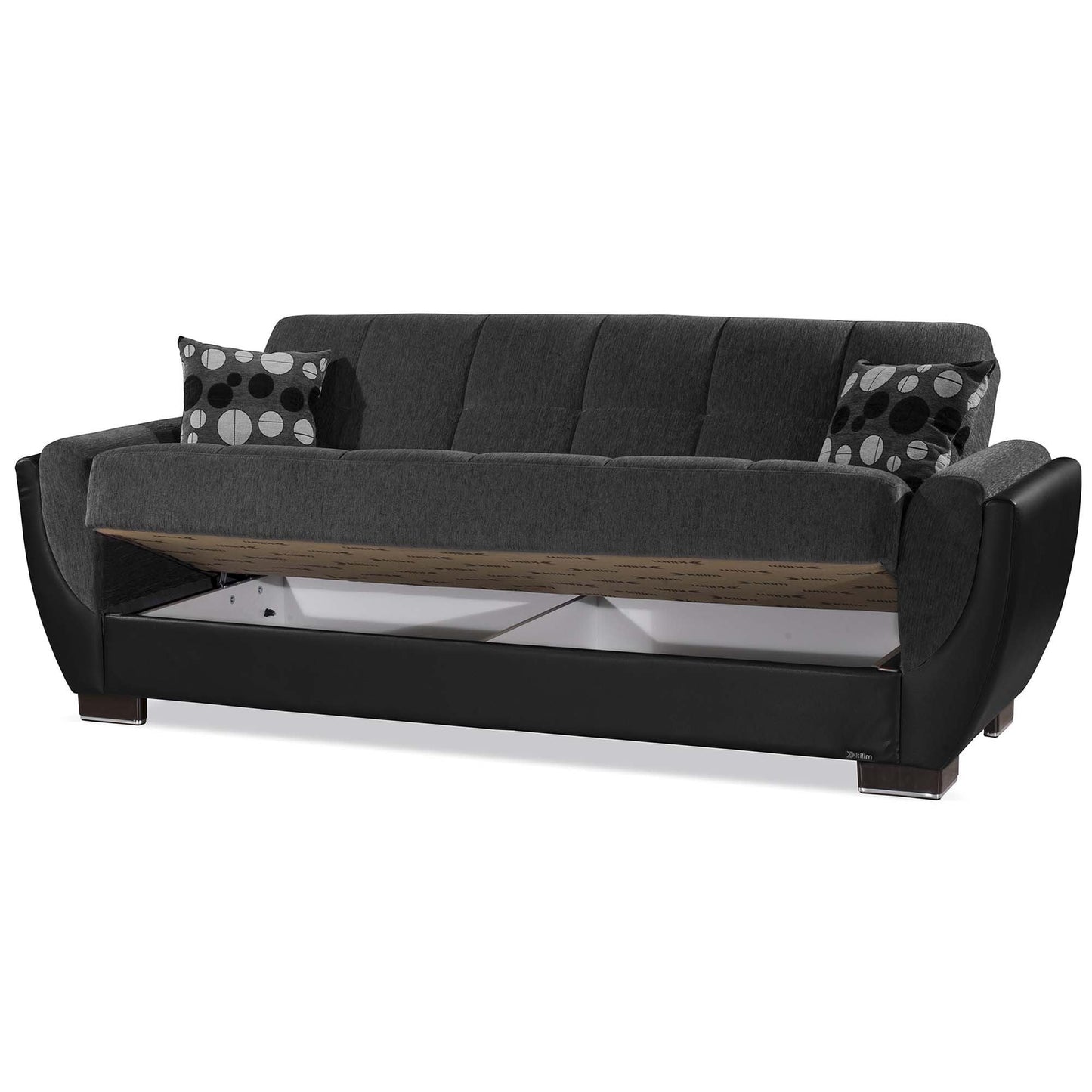 Armada Air Upholstered Convertible Sofabed with Storage Grey/Black-PU Chenille