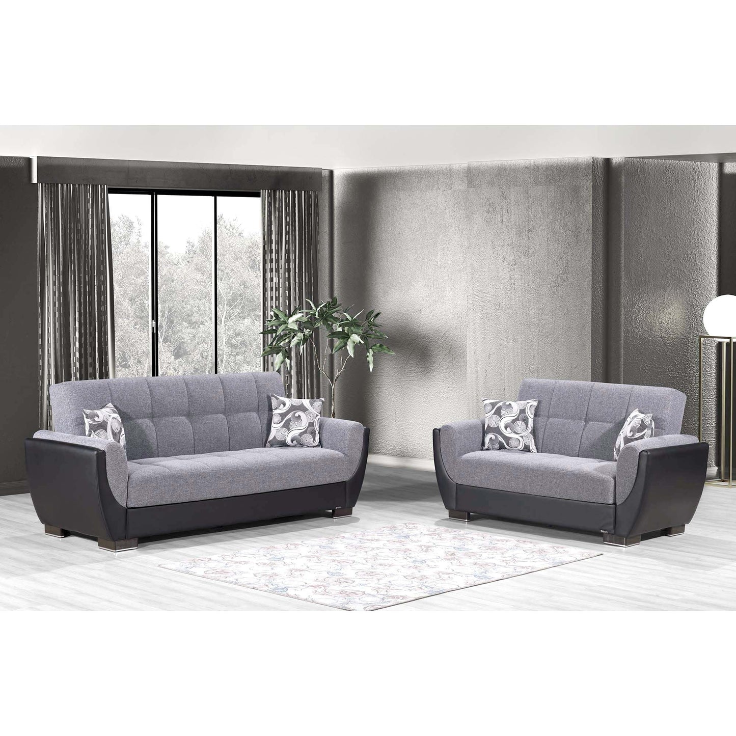 Armada Air Upholstered Convertible Sofabed with Storage Grey/Black-PU Polyester