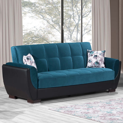 Armada Air Upholstered Convertible Sofabed with Storage Turquoise/Black-PU Microfiber