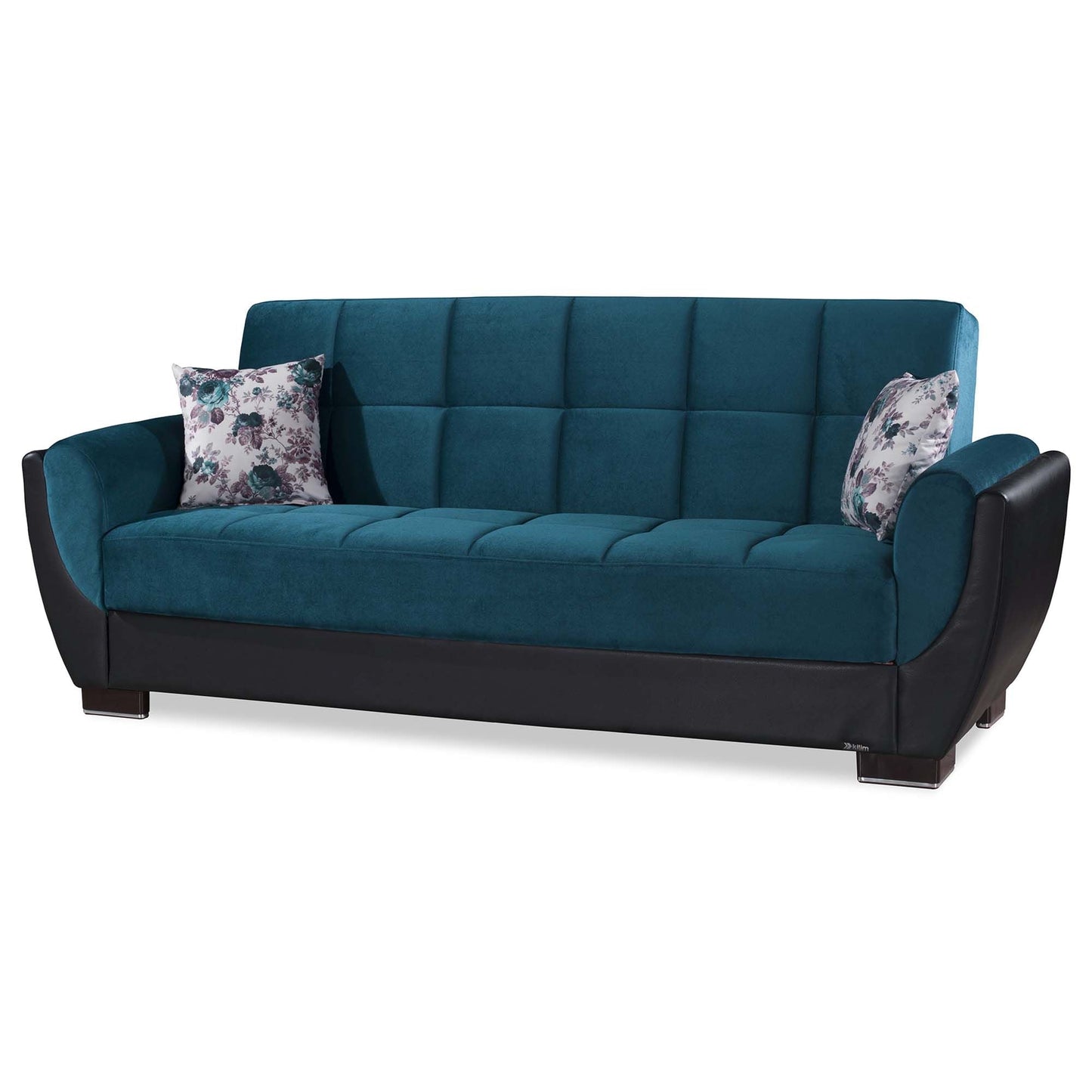 Armada Air Upholstered Convertible Sofabed with Storage Turquoise/Black-PU Microfiber