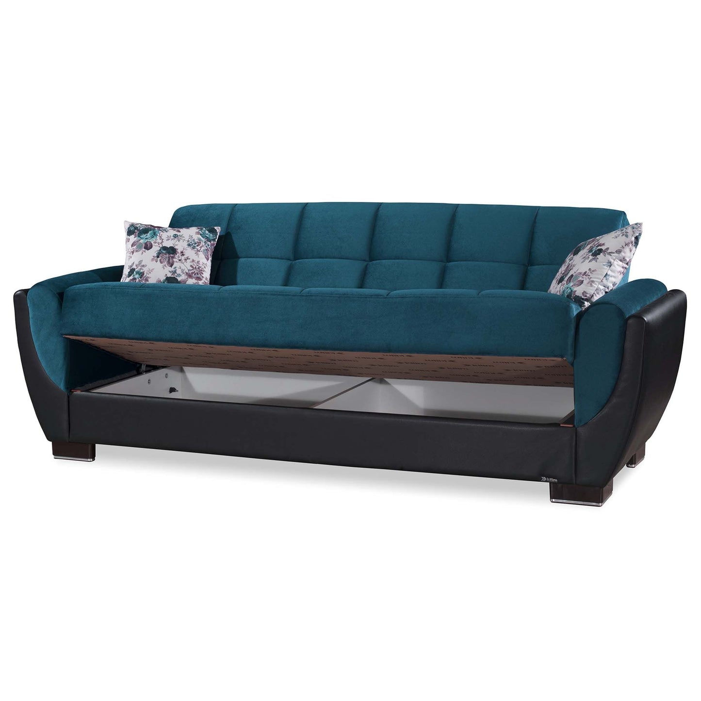 Armada Air Upholstered Convertible Sofabed with Storage Turquoise/Black-PU Microfiber