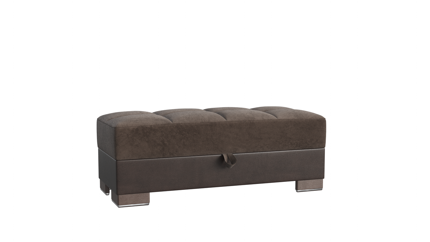 Armada Air Upholstered Ottoman with Storage Brown/Brown-PU Microfiber