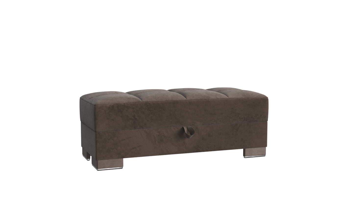 Armada Air Upholstered Ottoman with Storage Brown Microfiber