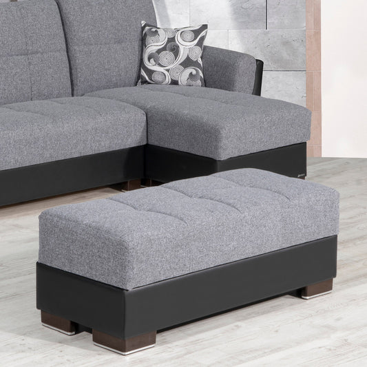 Armada Air Upholstered Ottoman with Storage Grey/Black-PU Polyester