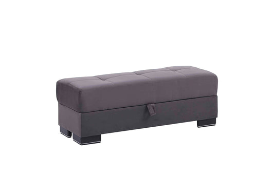 Armada Air Upholstered Ottoman with Storage Grey Microfiber