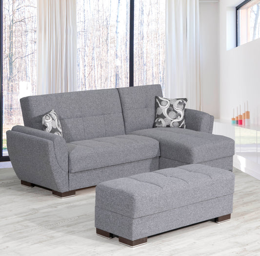 Armada Air Upholstered Ottoman with Storage Grey Polyester