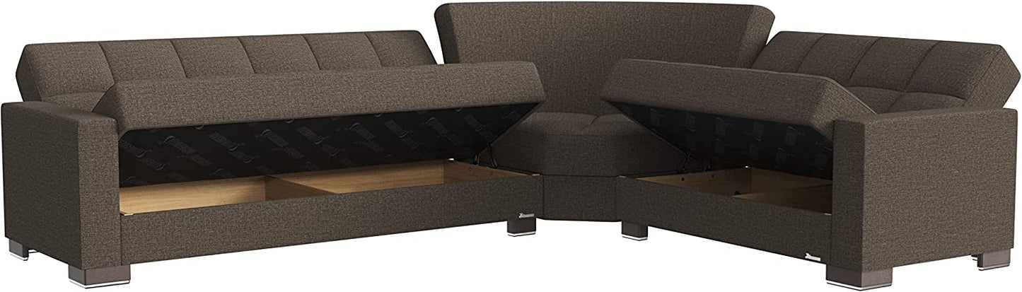 Armada Microfiber Firm Convertible Sleeper Sectional w/ Storage