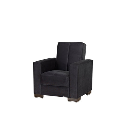 Armada Upholstered Convertible Armchair with Storage Black Microfiber