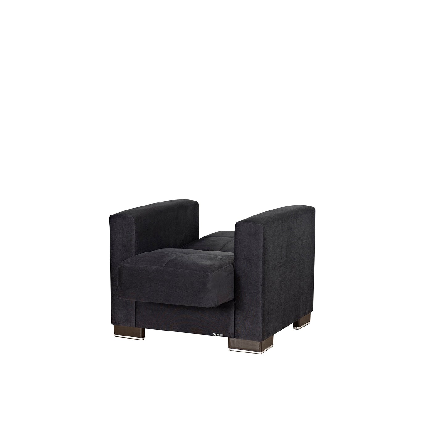 Armada Upholstered Convertible Armchair with Storage Black Microfiber