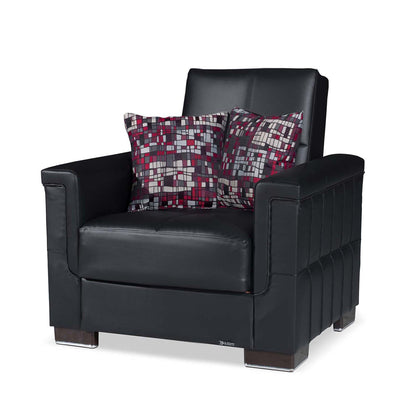 Armada Upholstered Convertible Armchair with Storage Black-PU