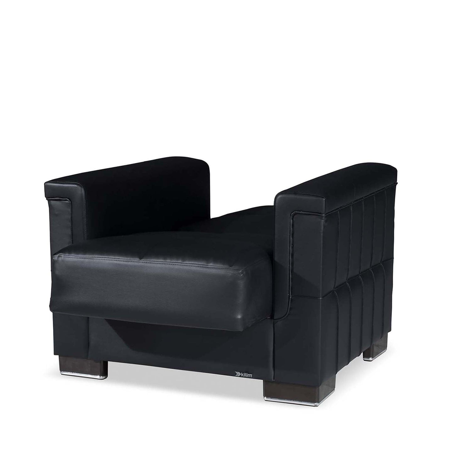 Armada Upholstered Convertible Armchair with Storage Black-PU