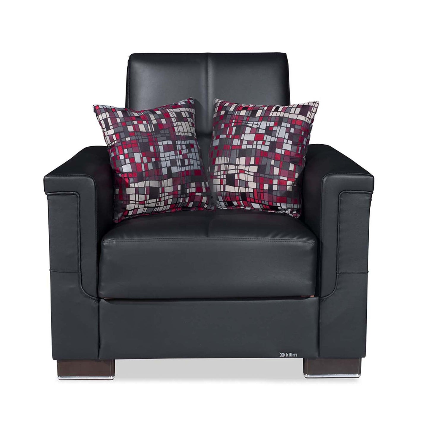 Armada Upholstered Convertible Armchair with Storage Black-PU