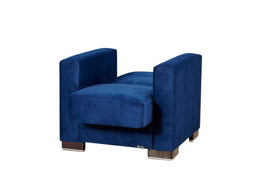 Armada Upholstered Convertible Armchair with Storage Blue Microfiber