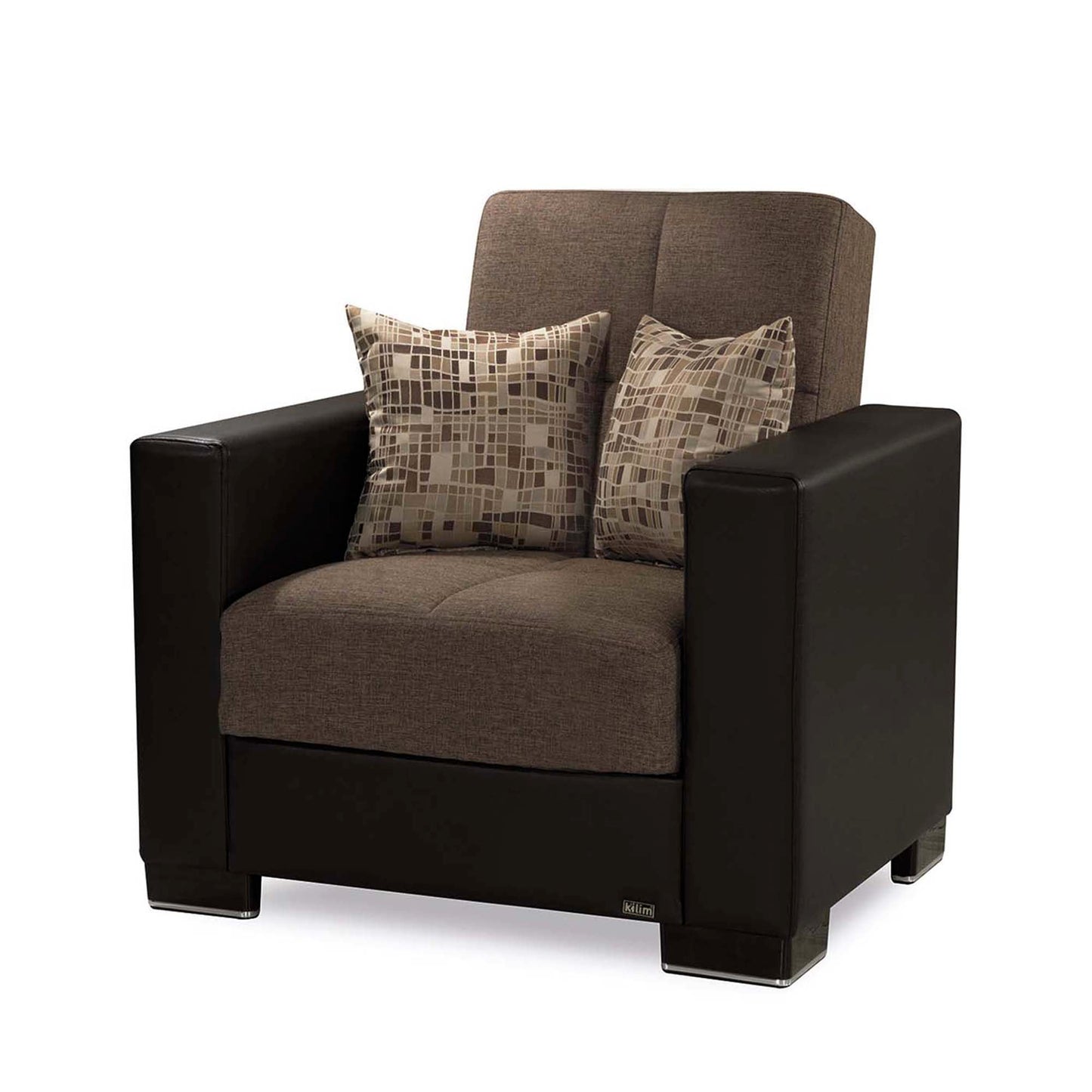 Armada Upholstered Convertible Armchair with Storage Brown/Brown-PU Polyester