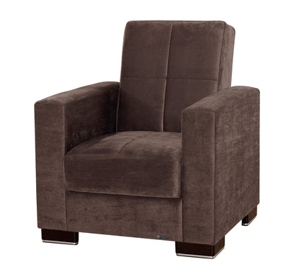 Armada Upholstered Convertible Armchair with Storage Brown Microfiber