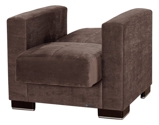 Armada Upholstered Convertible Armchair with Storage Brown Microfiber