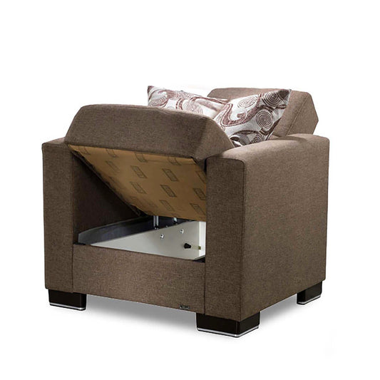 Armada Upholstered Convertible Armchair with Storage Brown Polyester