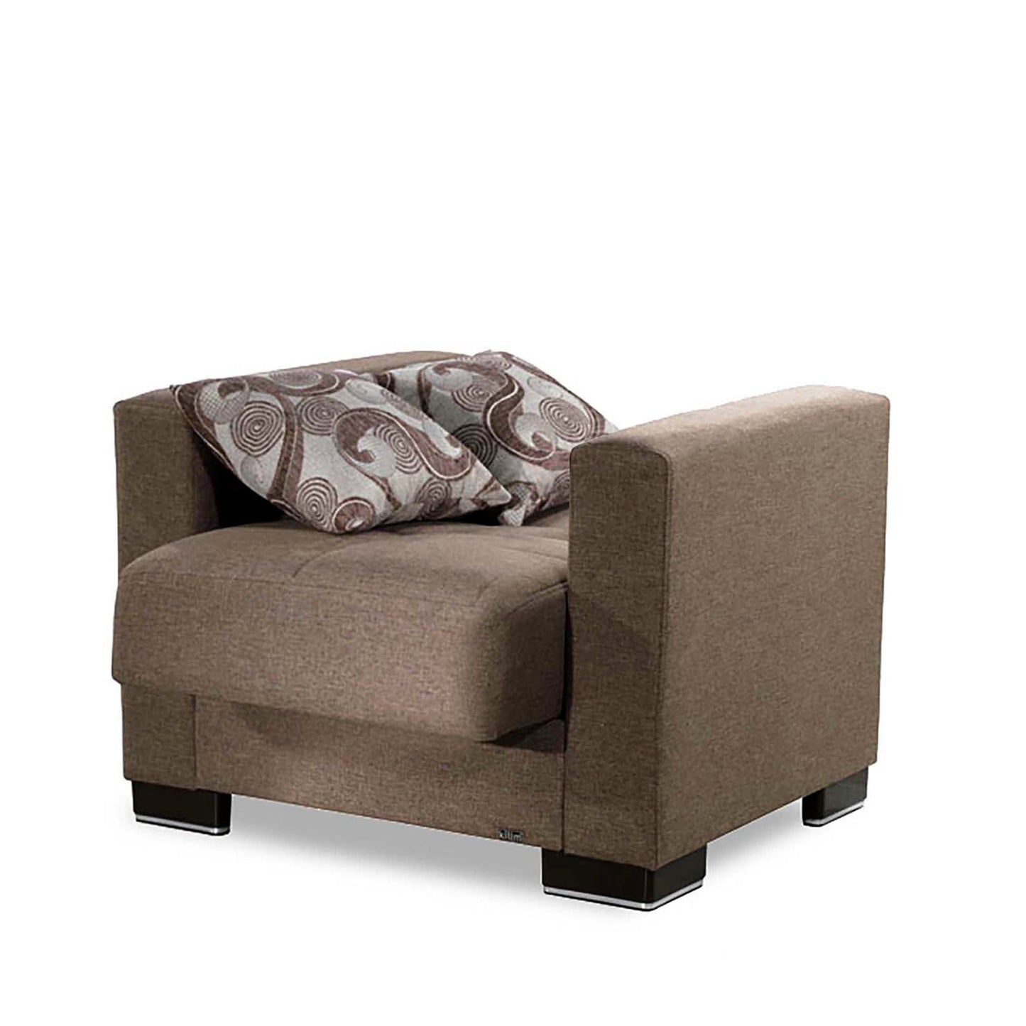 Armada Upholstered Convertible Armchair with Storage Brown Polyester