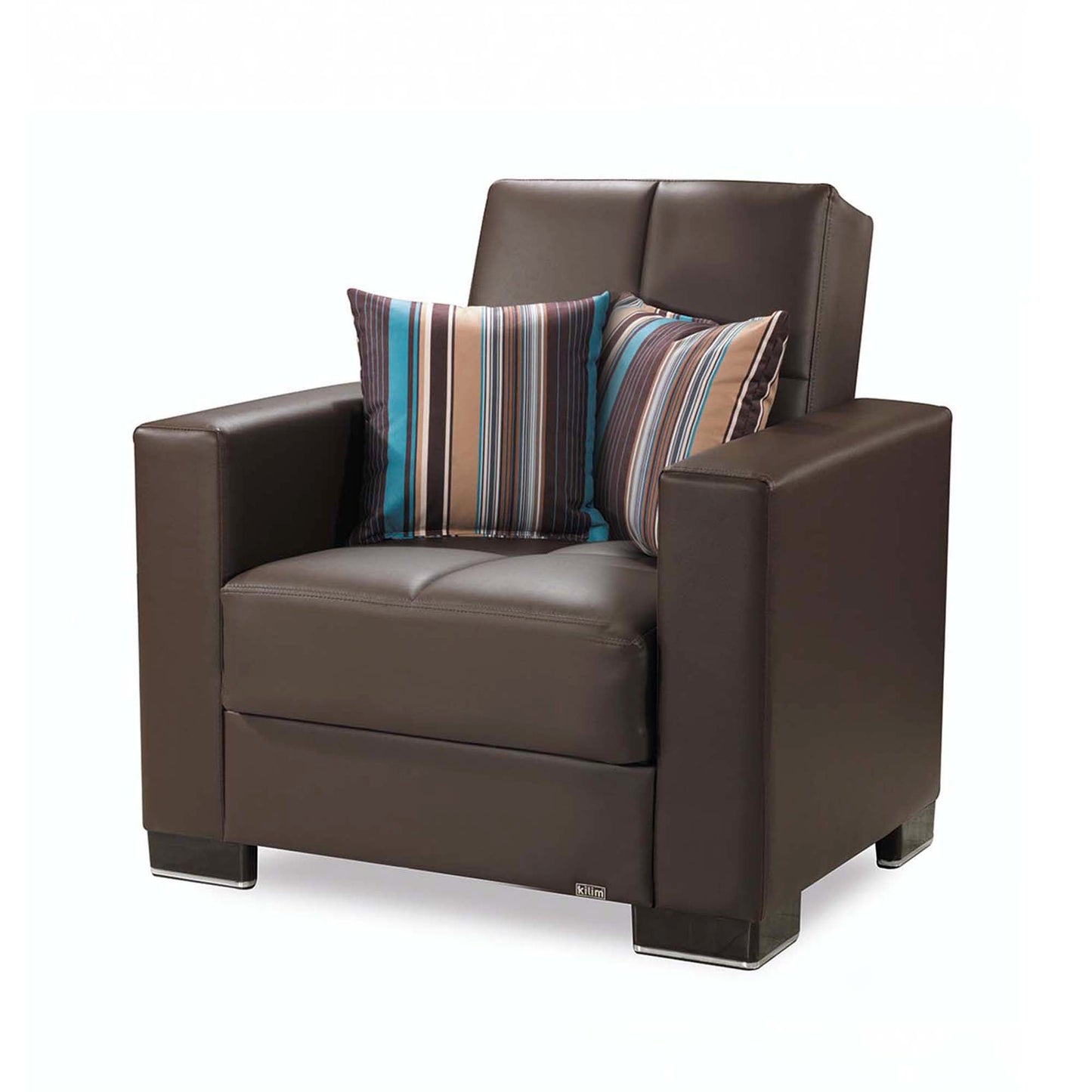 Armada Upholstered Convertible Armchair with Storage Brown-PU