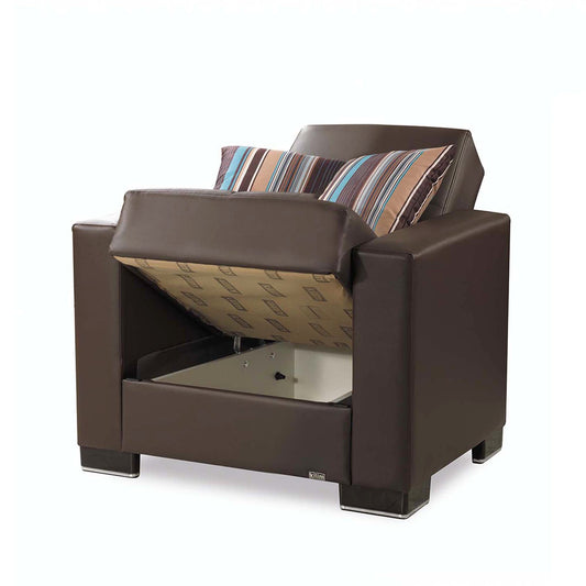 Armada Upholstered Convertible Armchair with Storage Brown-PU