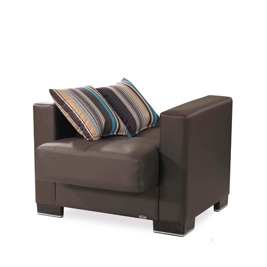 Armada Upholstered Convertible Armchair with Storage Brown-PU