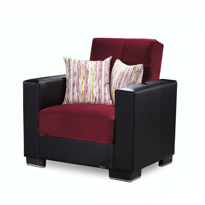 Armada Upholstered Convertible Armchair with Storage Burgundy/Black-PU Microfiber